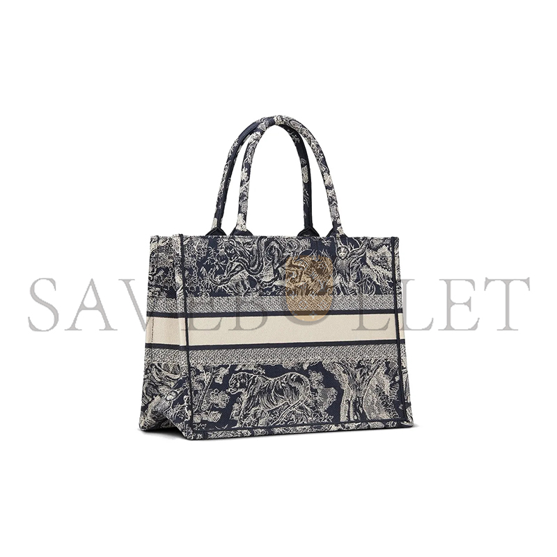 DIOR CANVAS EMBROIDERED MEDIUM DIORIVIERA TOILE DE JOUY BOOK TOTE BLUE M1296ZRGO-M928 (36*27*17cm) 